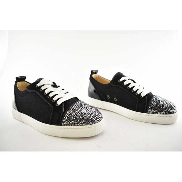 Christian Louboutin Louis Junior P Strass Donna Flat Black Low Top Sneaker 37 - Picture 3 of 12